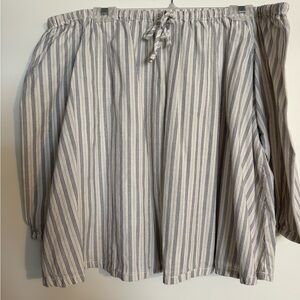 Madewell Blue and White Striped Off-Shoulder Blouse